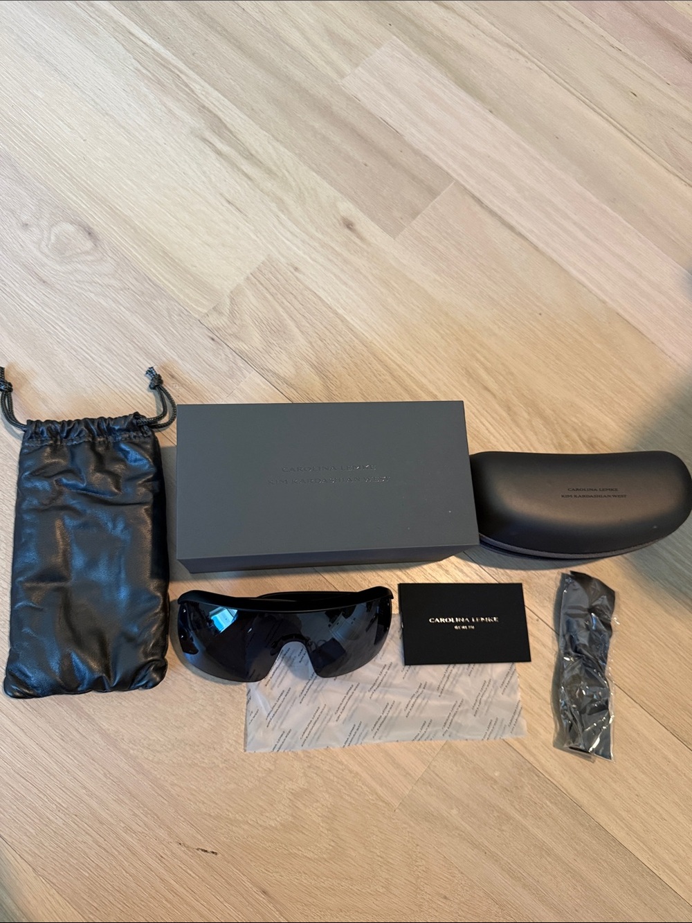 KKW Kim Kardashian West X Carolina Lemke Shield Sunglasses in Black